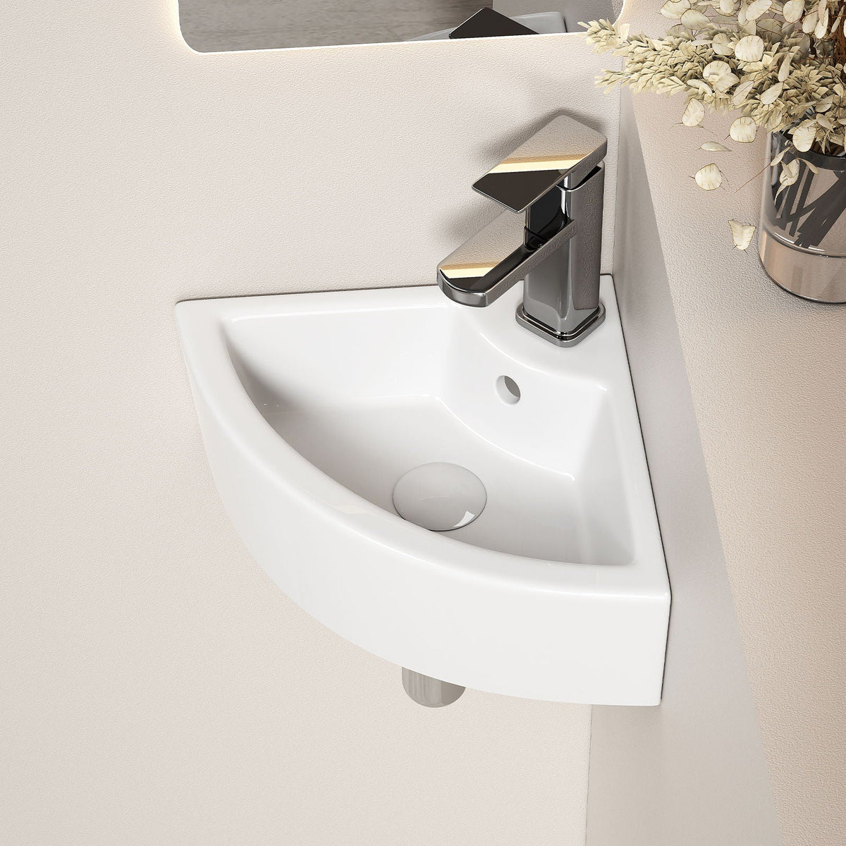 Triangle Corner Sink For Bathroom - Milk White, photo 2 of 8