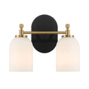 Vortex - 2 Lights Vanity In Style For Over Bathroom Mirror Wall Sconce - Black / Gold / White