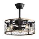 20" Industrial Caged Ceiling Fan With 7 - ABS Blades Remote Control, Small Ceiling Fan Reversible DC Motor - Black by HouseOfZazla
