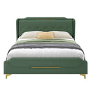 Queen Size Leather Bed Frame with Wingback Headboard & Footboard