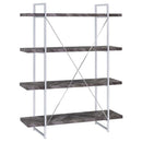 Herringbone - Bookcase With Full Length Shelf - Gray