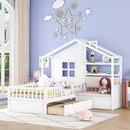 House Bed With Sofa, Kids Platform Bed With 2 Drawers And Storage Shelf by Unique Piece Furniture