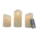 Flickering LED Candles With Remote Timer (Set of 3) - Ivory by Unique Piece Furniture
