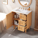 Bathroom Vanity With Sink, 3 Drawers, Soft Close Door - Natural Wood by HouseOfZazla