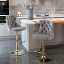 A&A Furniture,Golden Swivel Velvet Barstools Adjusatble Seat Height from 25-33 Inch, Modern Upholstered Bar Stools with Backs Comfortable Tufted for Home Pub and Kitchen Island（Gray,Set of 2） by Montret