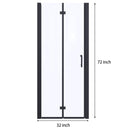 32 to 33-3/8 in. W x 72 in. H Bi-Fold Semi-Frameless Shower Doors in Matte Black with Clear Glass