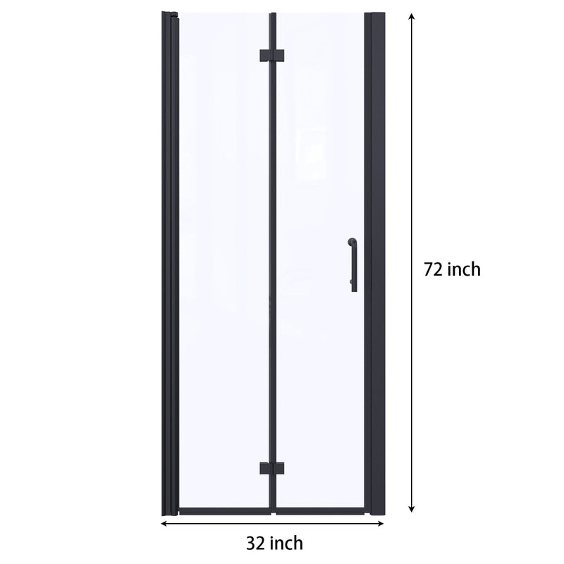 32 to 33-3/8 in. W x 72 in. H Bi-Fold Semi-Frameless Shower Doors in Matte Black with Clear Glass
