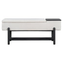 TREXM Farmhouse Upholstered Storage Bench with Hidden Compartment