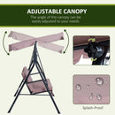3-Seat Outdoor Patio Swing Chair with Removable Cushion, Steel Frame Stand and Adjustable Tilt Canopy for Patio, Garden, Poolside, Balcony, Backyard, Brown