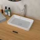 Semi Recessed Bathroom Sink With Countertop Vessel Design, 19" X 12" - White by HouseOfZazla