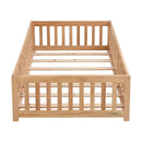 Solid Floor Bed With Door And Fence For Children