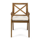 7 Pieces Acacia Wood Outdoor Dining Set with Cream Cushions by HouseOfZazla