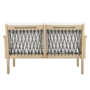Outdoor Acacia Wood Loveseat & Coffee Table Set with Handwoven Rope, Light Teak by HouseOfZazla