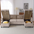 Sectional Sofa Bed With Pull Out Sleeper, USB Ports, Cup Holders