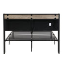 Modern Bed Frame With LED Lights, Upholstered Headboard, USB Charging by Unique Piece Furniture