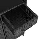 K&K 47.5"W Wicker Outdoor Storage Cabinet with Tempered Glass Top by HouseOfZazla