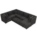 U-Shaped Sectional Sofa Pull Out Sofa Bed With Two USB Ports, Two Power Sockets, Three Back Pillows And A Storage Chaise For Living Room by HouseOfZazla