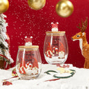 Christmas Gnome Wine & Water Glasses With Dwarf Wood Cover - Set of 2-17.5oz