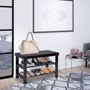 3 Tier Bamboo Bench Storage Shoe Shelf-Natural by LJGDeals