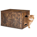 Wooden Hidden Cabinet Cat Furniture with Divider-Coffee by LJGDeals