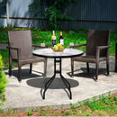 32 Inch Outdoor Patio Round Tempered Glass Top Table with Umbrella Hole by DirectDeals