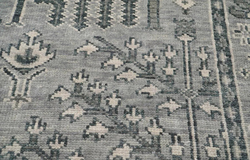7' 11''x10' Tone On Tone Gray Hand Knotted LoomBloom Muted Turkish Oushak 100% Wool Transitional Oriental Area Rug