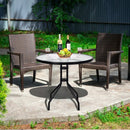 32 Inch Outdoor Patio Round Tempered Glass Top Table with Umbrella Hole by LJGDeals