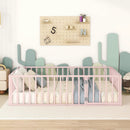 Metal Floor Bed Frame With Fence And Door by HouseOfZazla