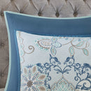 8 Piece Cotton Floral Printed Reversible Comforter Set Blue