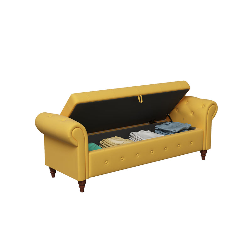 63" Bed Bench Yellow Fabric