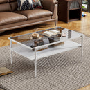 Rectangle Coffee Table With Tempered Glass Top And Legs, Modern Table For Living Room by HouseOfZazla
