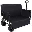 3-in-1 Convertible Folding Wagon Cart with Bench Seat & Storage