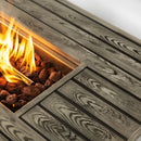 54inch Outdoor Fire Table Steel Fire Pit Table with Wood Grain Surface