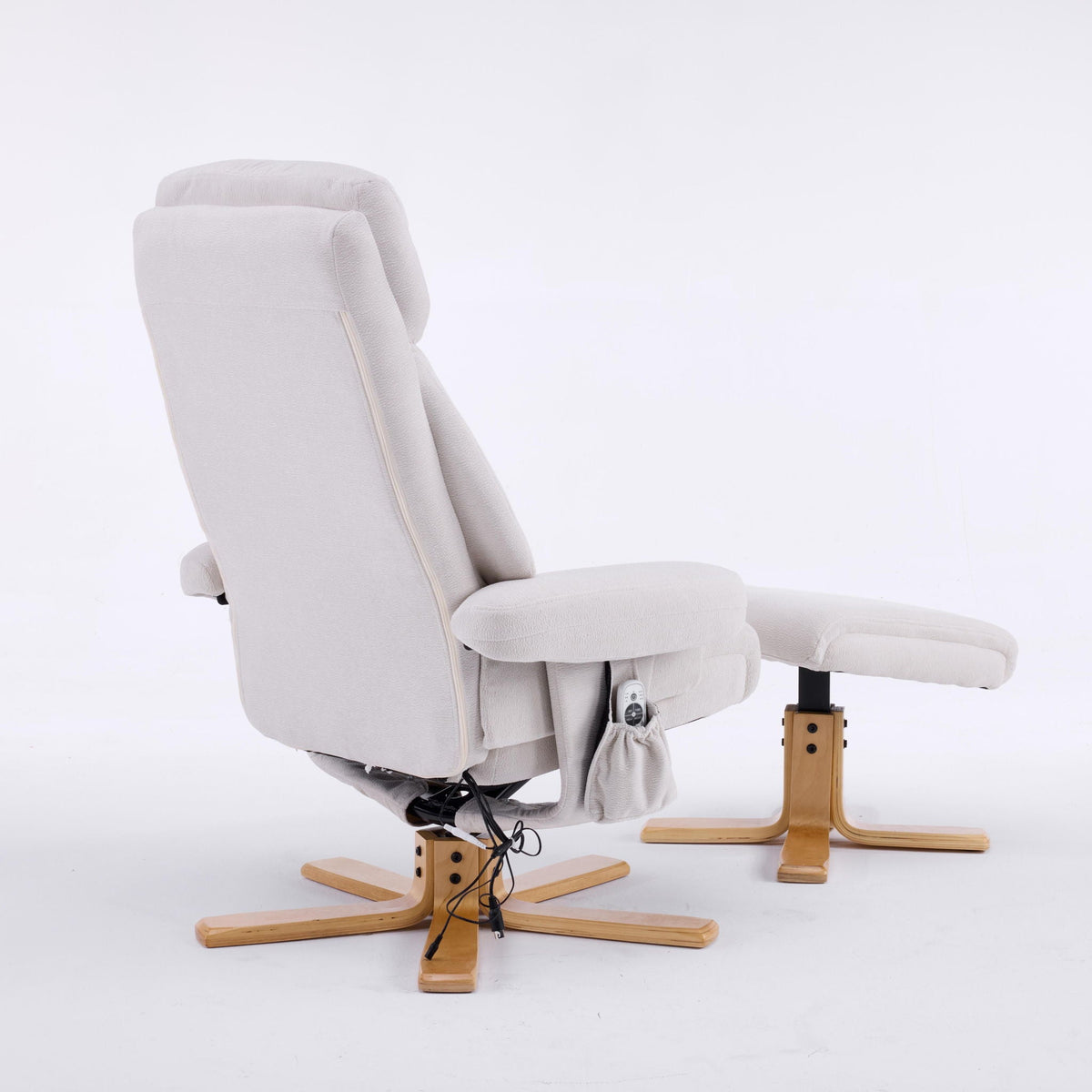 Upholstered Heated Massage 360° Swivel Accent Chair With Ottoman, photo 3 of 40
