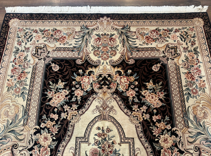 Aubusson Rug 6x9, European Design, Fine 170 KPSI, Elegant Carpet