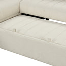 82.6" L-shaped Sectional Pull Out Sofa Bed Sleeper Sofa with Two USB Ports, Two Power Sockets and a Movable Storage Ottoman, Beige