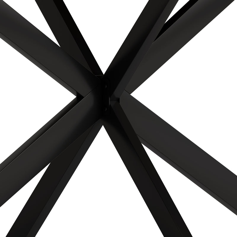 55.11" -70.86"Retro Rectangular Stretch Dining Table, Grey Carole Top With Black Embossed Center Plate, Black Fine Sand Cross Iron Foot Base Dining Table, With Storage Box.