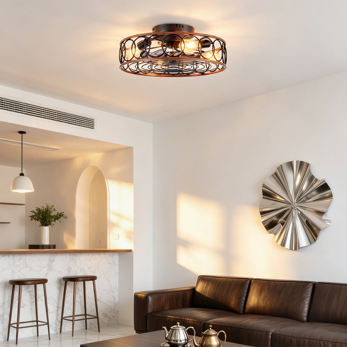 20 Inch Caged Ceiling Fan with Lights and Remote Control, photo 3 of 3