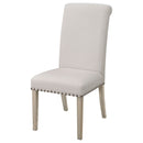 Upholstered Dining Chair With Rolled Edge Seat Back (Set of 2) - Beige