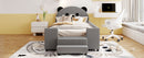 Upholstered Daybed With Bear Shaped Headboard, Hydraulic System And Breathable Fence