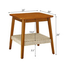 Mid - Century Square Side Table With Woven Shelf - Walnut by HouseOfZazla