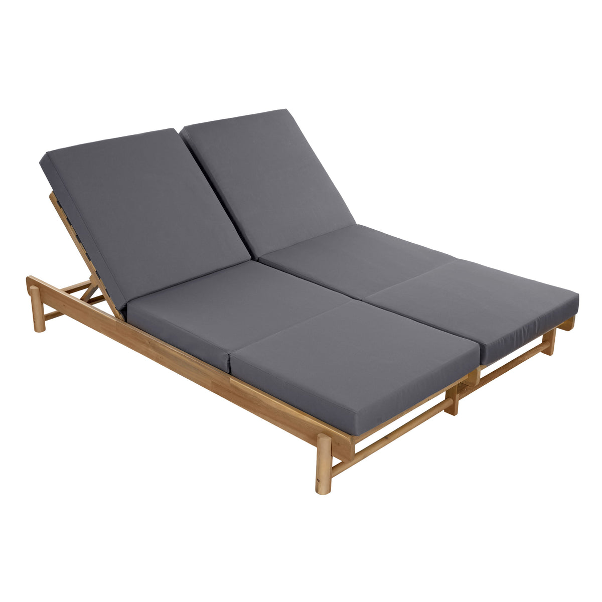 Light Teak Acacia Wood Double Chaise Lounger Set, photo 7 of 10