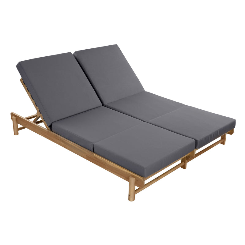 Light Teak Acacia Wood Double Chaise Lounger Set, photo 7 of 10