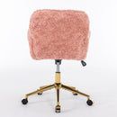 Office Chair, Artificial Rabbit Hair Home Office Chair With Metal Base, Adjustable Desk Chair Swivel Office Chair, Vanity Chair by HouseOfZazla