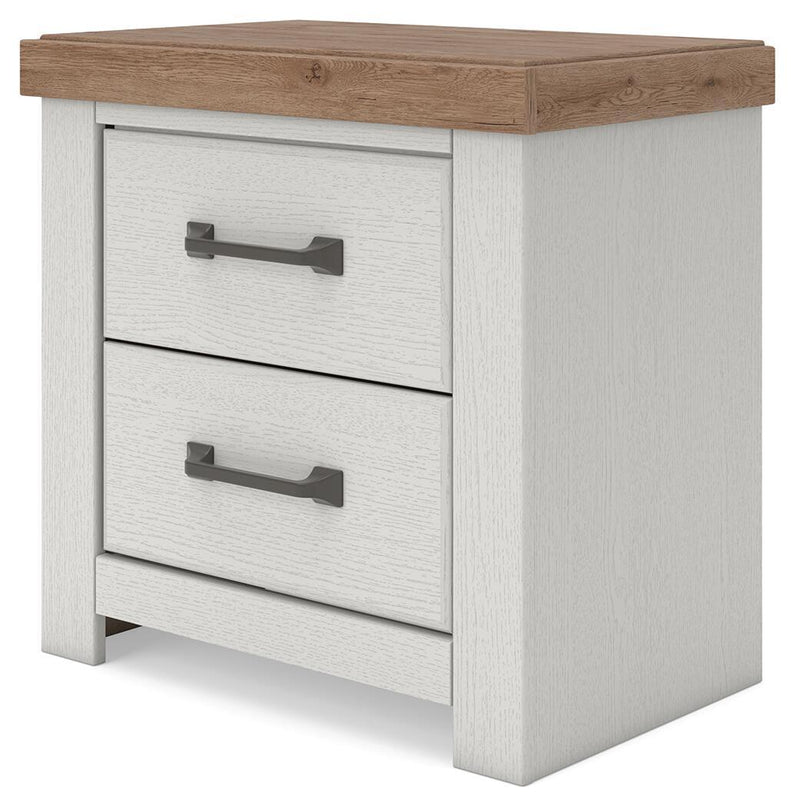 Savonport - Two Drawer Night Stand - White / Brown, photo 2 of 7