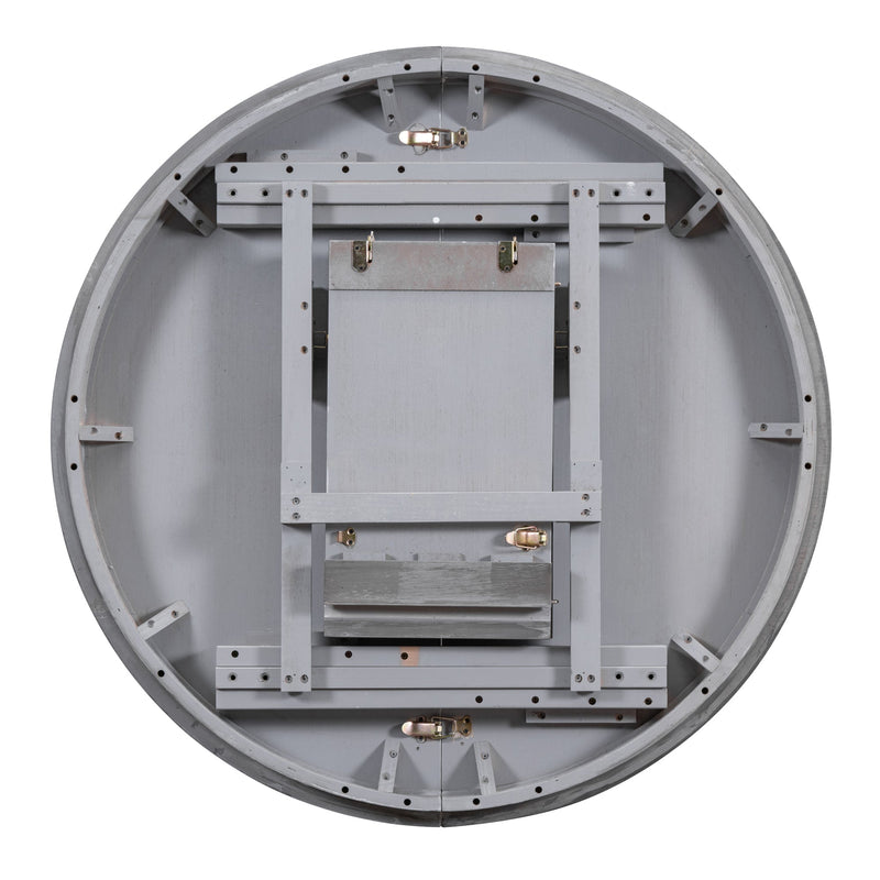 5-Piece Retro Functional Dining Table Set Extendable Round Table and 4 Upholstered Chairs for Dining Room and Living Room (Grey)