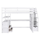 Loft Bed With Desk, Shelves, 2 Drawers, Storage Staircase by HouseOfZazla