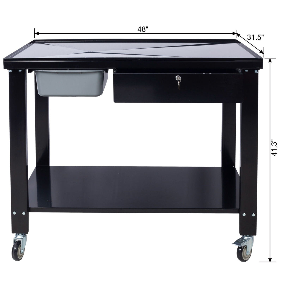 Transmission Teardown Work Station 1 / 2 Ton Capacity Sloping Drain Table Locking Drawer Removable Drain Basin Full-Width Lower Shelf Four 4" Caster Wheels, photo 4 of 36