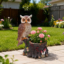 Sitting Owl with Tree Trunk Garden Planter by HouseOfZazla