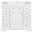 36" Bathroom Vanity with Sink Combo, One Cabinet and Six Drawers, Solid Wood and MDF Board, White